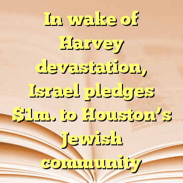 In wake of Harvey devastation, Israel pledges $1m. to Houston’s Jewish community
