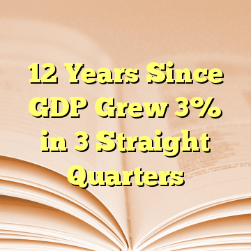 12 Years Since GDP Grew 3% in 3 Straight Quarters