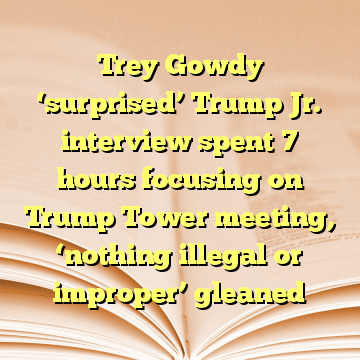 Trey Gowdy ‘surprised’ Trump Jr. interview spent 7 hours focusing on Trump Tower meeting, ‘nothing illegal or improper’ gleaned