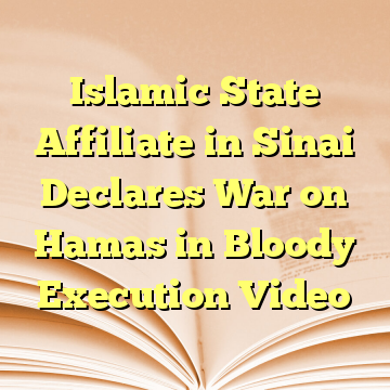 Islamic State Affiliate in Sinai Declares War on Hamas in Bloody Execution Video