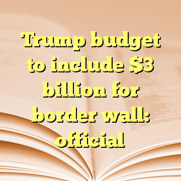 Trump budget to include $3 billion for border wall: official