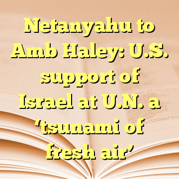 Netanyahu to Amb Haley: U.S. support of Israel at U.N. a ‘tsunami of fresh air’