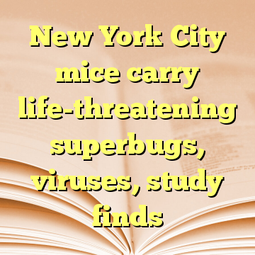 New York City mice carry life-threatening superbugs, viruses, study finds